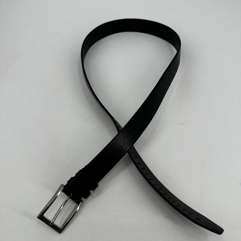 Bill Lavin Soft Collections Mens Black Leather Chevron Belt Size 38‎ Textured